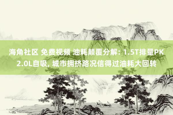 海角社区 免费视频 油耗颠覆分解: 1.5T排量PK2.0L自吸, 城市拥挤路况信得过油耗大回转