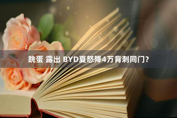 跳蛋 露出 BYD夏怒降4万背刺同门?