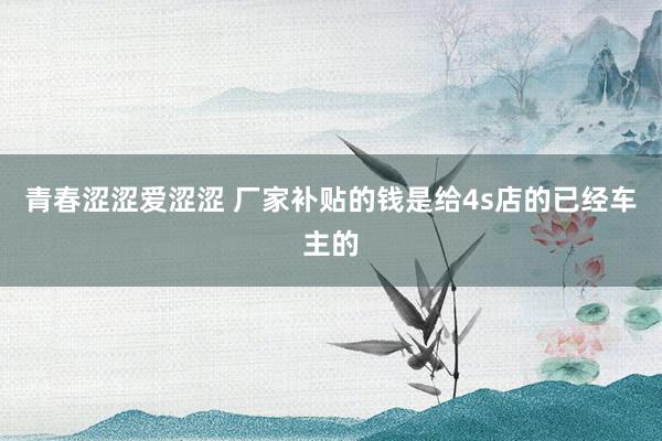 青春涩涩爱涩涩 厂家补贴的钱是给4s店的已经车主的