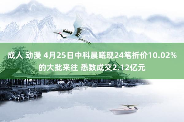 成人 动漫 4月25日中科晨曦现24笔折价10.02%的大批来往 悉数成交2.12亿元