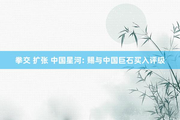 拳交 扩张 中国星河: 赐与中国巨石买入评级