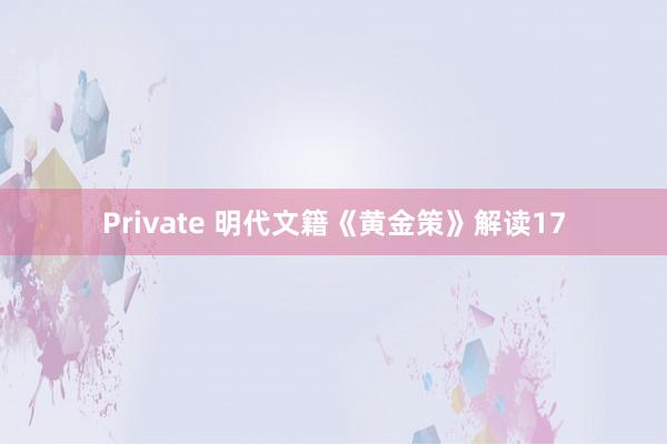 Private 明代文籍《黄金策》解读17