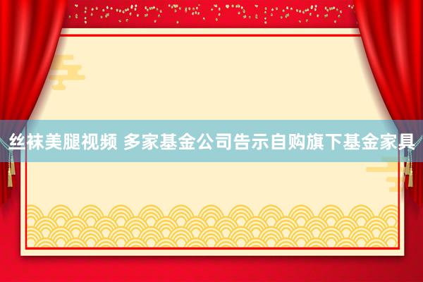 丝袜美腿视频 多家基金公司告示自购旗下基金家具