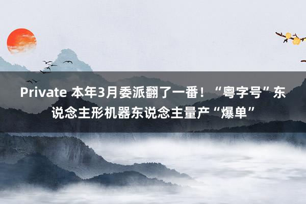Private 本年3月委派翻了一番！“粤字号”东说念主形机器东说念主量产“爆单”